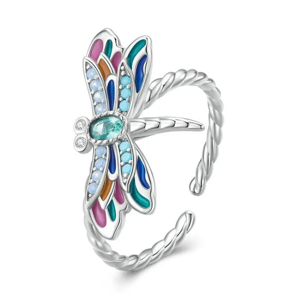 ˇFashion StreetˇEnamel Dragonfly Opening Ring Insect Adjustable Ring